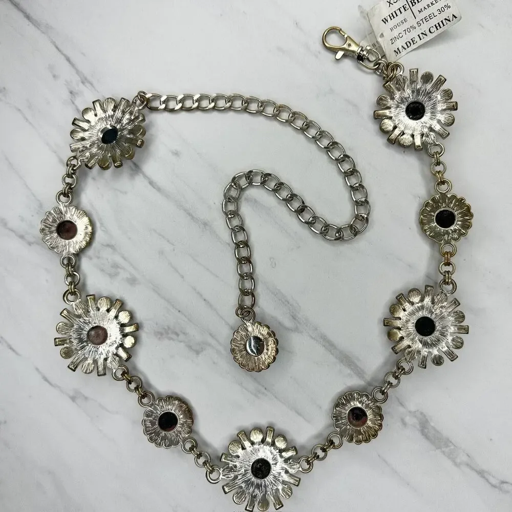 White House Black Market Rhinestone Chain Belt XS/S ✨